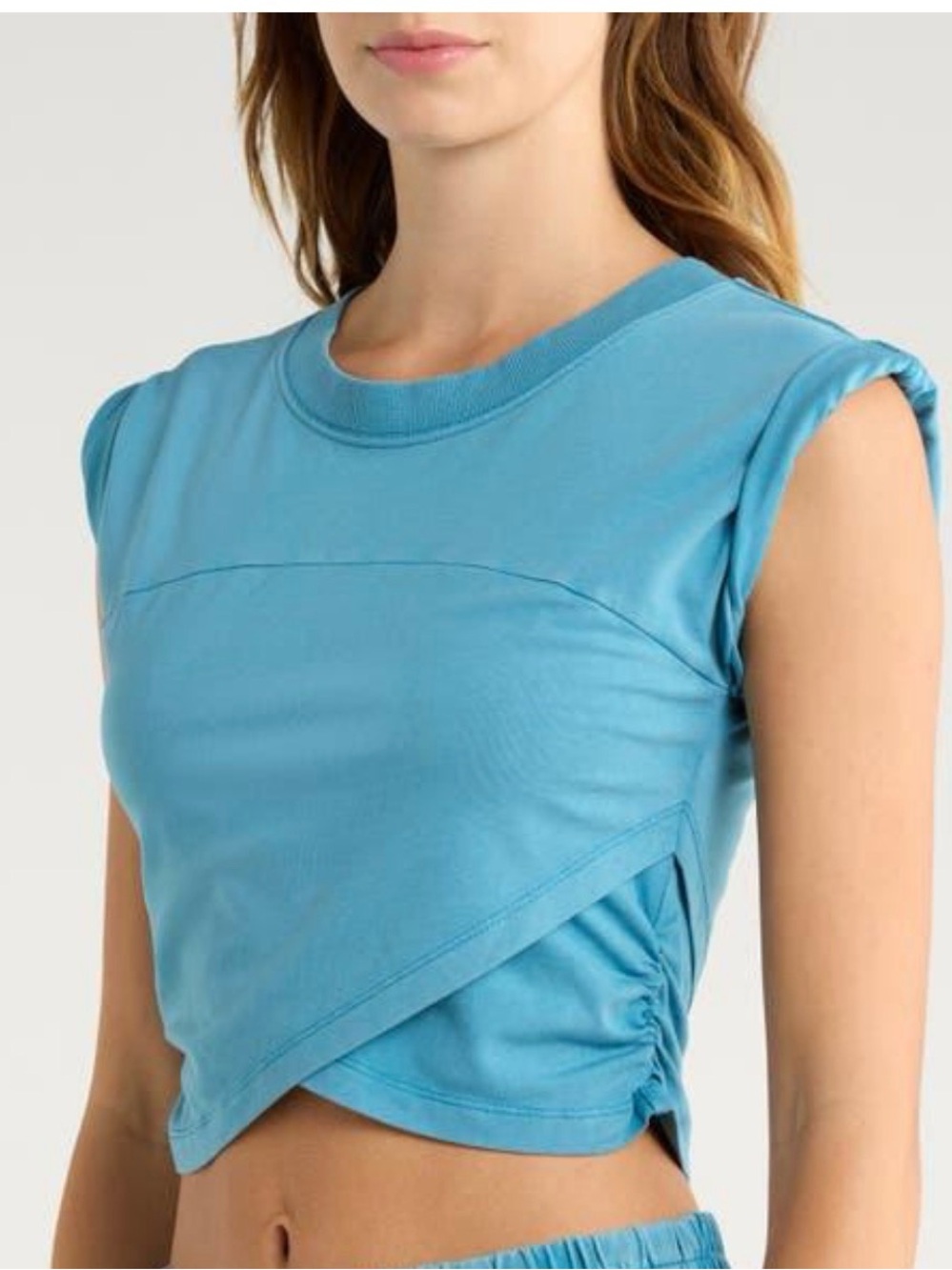 Free People Movement Golden Hour Crop T-shirt Blue Size Large